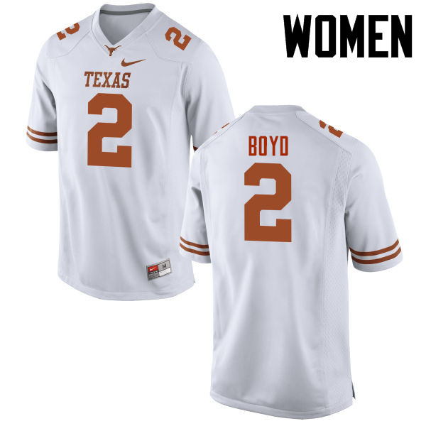 Women #2 Kris Boyd Texas Longhorns College Football Jerseys-White